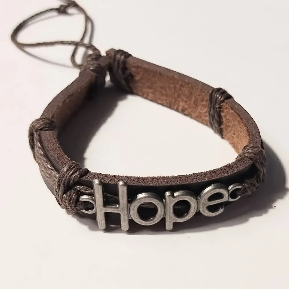 Men's bracelet‎ leather braided hope new d72